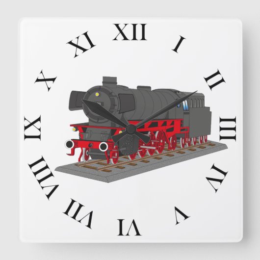 Dampflokomotive スクエア壁時計 (正面)