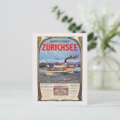 Dampfschiffahrt Zurichsee Vintage Poster 1900 ポストカード (スタンド正面)