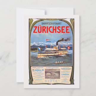 Dampfschiffahrt Zurichsee Vintage Poster 1900 ポストカード