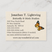 Danaus chrysipus – プレインタイガー、またはアフリカの女王 名刺 (裏面)