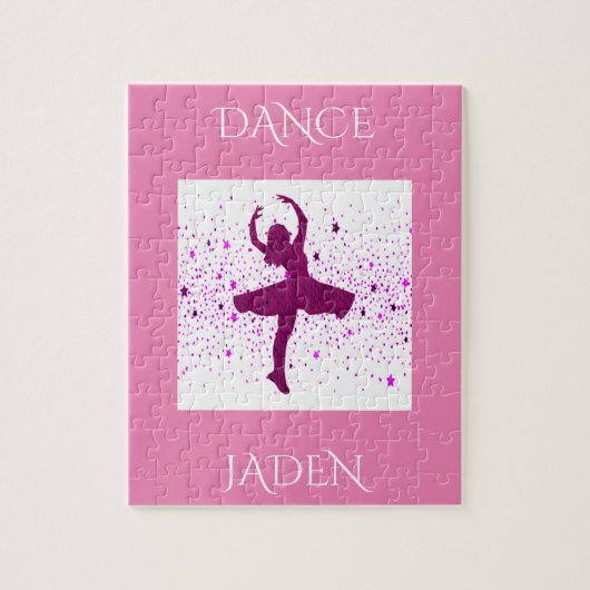 DANCE女の子のパズルの名前パーソナライズされた。 ジグソーパズル (縦)