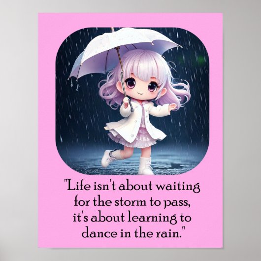 Dance 学 to the Rain Chibil art Poster ポスター (正面)