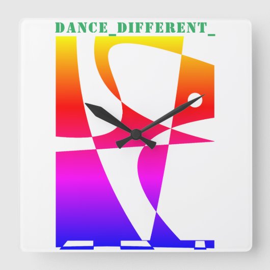 DANCE_違う Rainbow スクエア壁時計 (正面)
