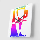 DANCE_違う Rainbow スクエア壁時計 (傾斜)