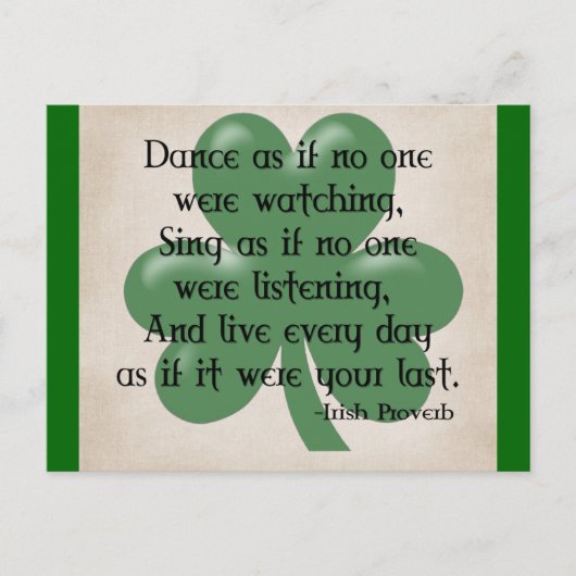 Dance as もし :: Irish Proverb (ブラックデザイン) ポストカード (正面)