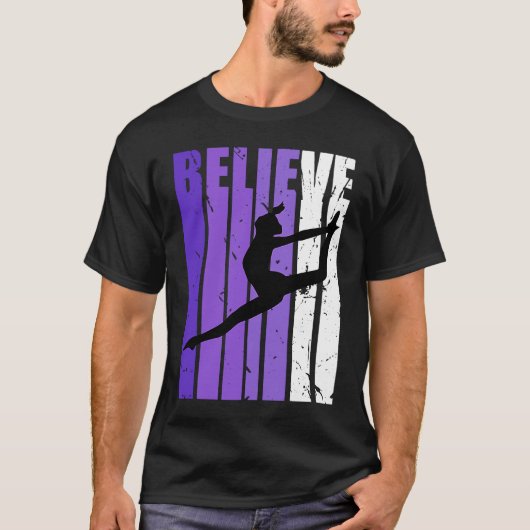 Dance Believe Silhouette Colorful Purple Leaping Tシャツ (正面)