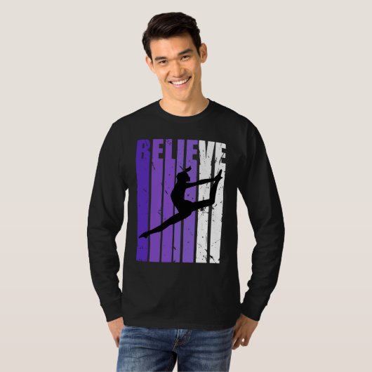Dance Believe Silhouette Colorful Purple Leaping Tシャツ (正面フル)