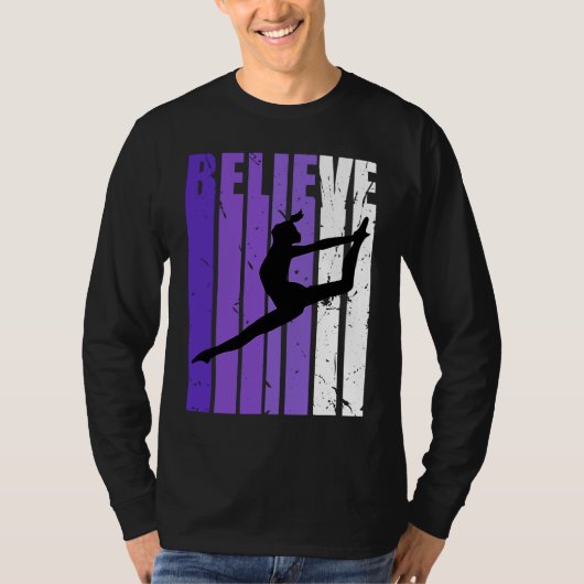 Dance Believe Silhouette Colorful Purple Leaping Tシャツ (正面)