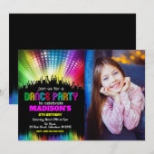 Dance Birthday Party Photo Invitation Girls 招待状 (正面/裏面)
