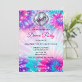Dance Birthday Party Tie Dye Glow Dance Disco 招待状 (スタンド正面)