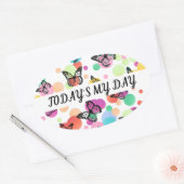 Dance butterflies Garden 楕円形シール (封筒)