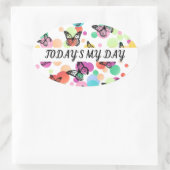 Dance butterflies Garden 楕円形シール (バッグ)