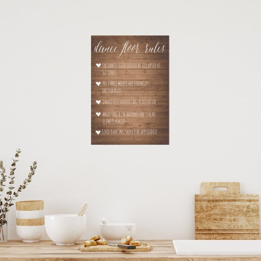 Dance Floor Rules sign | Rustic fun sign ポスター (キッチン)