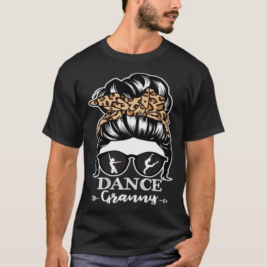 Dance Granny Messy Bun Hair  Dancer Granny Leopard Tシャツ (正面)