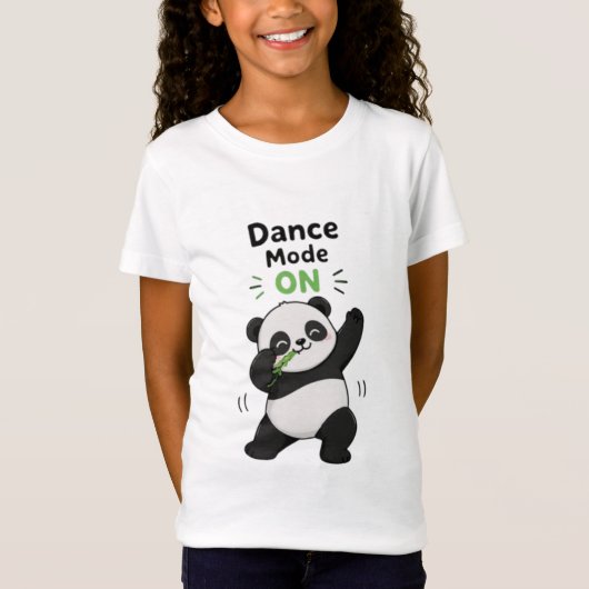Dance Mode ON Cute Panda Girls T-Shirt Funny Danci Tシャツ (正面)
