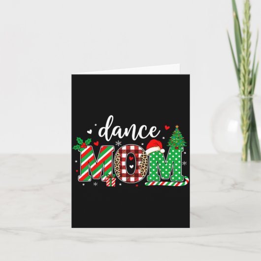 Dance Mom Christmas Buffalo Plaid Leopard Santa Ha カード (正面)