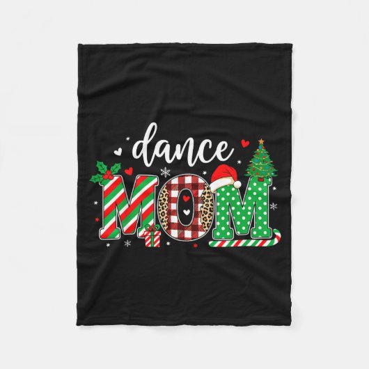 Dance Mom Christmas Buffalo Plaid Leopard Santa Ha フリースブランケット (正面)