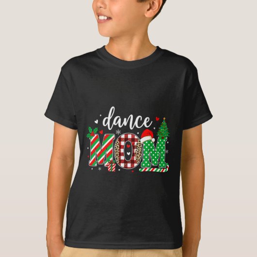 Dance Mom Christmas Buffalo Plaid Leopard Santa Ha Tシャツ (正面)