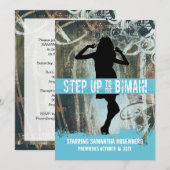 Dance Party Bat Mitzvah Invitation in Sky 招待状 (正面/裏面)