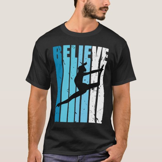 Dance Retro Believe Turquoise Dancer Dancing Fan W Tシャツ (正面)