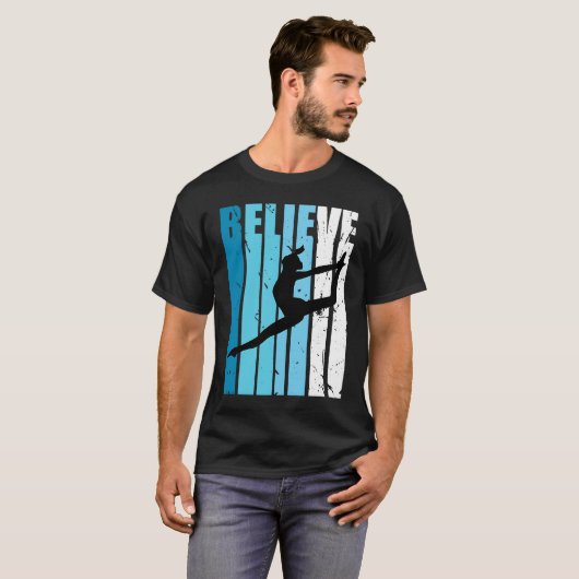 Dance Retro Believe Turquoise Dancer Dancing Fan W Tシャツ (正面フル)