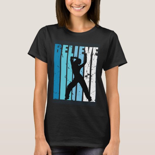 Dance Retro Believe Turquoise Girl Dancer Fan Woma Tシャツ (正面)