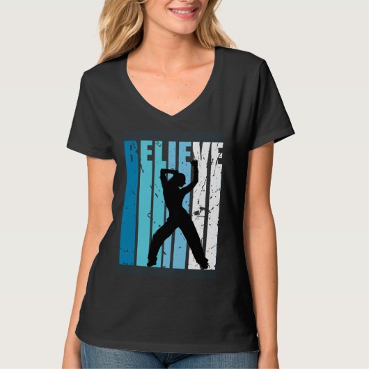 Dance Retro Believe Turquoise Girl Dancer Fan Woma Tシャツ (正面)