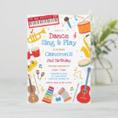 Dance Sing Play Musical Instrument Birthday Party  招待状 (スタンド正面)