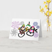 Dance Snowman and Snowwoman カード (黄色い花)