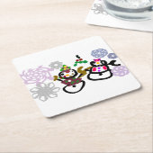 Dance Snowman and Snowwoman スクエアペーパーコースター (アングル)