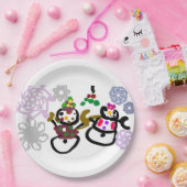 Dance Snowman and Snowwoman ペーパープレート (パーティー)