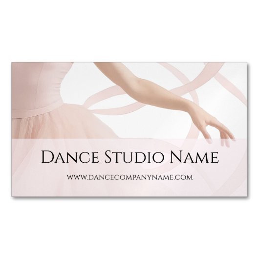 Dance Studio Ballet Dancer Pastel Pink Website マグネット名刺 (正面)