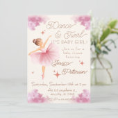 Dance & Twirl Ballerina Baby Shower 招待状 (スタンド正面)