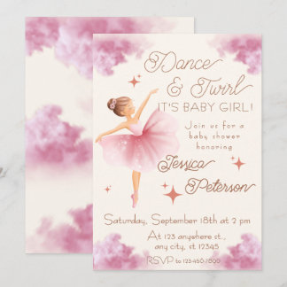 Dance & Twirl Ballerina Baby Shower 招待状