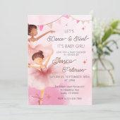 Dance & Twirl Pink Ballerina Ballet Baby Shower  招待状 (スタンド正面)
