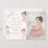 Dance & Twirl Pink Ballerina Birthday Party Photo 招待状 (正面)