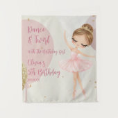 Dance & Twirl Pink Ballerina Dancer Girl Birthday タペストリー (正面)