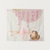 Dance & Twirl Pink Ballerina Dancer Girl Birthday タペストリー (正面(横))