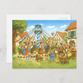 Dance Under Maypole in bavarian village シーズンポストカード (正面/裏面)