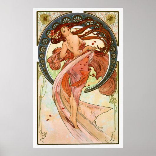 Dance - Vintage Art Nouveau by Alphonse Mucha ポスター (正面)