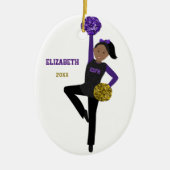 DanceLine Girl In Black、Purple、および金ゴールド セラミックオーナメント (正面)