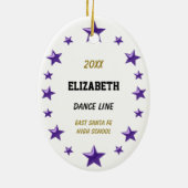 DanceLine Girl In Black、Purple、および金ゴールド セラミックオーナメント (裏面)