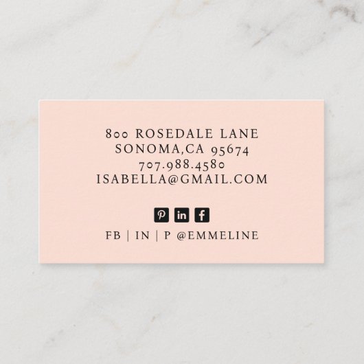 Dancerエレガントプロフェッショナルフォト名刺 名刺 (裏面)