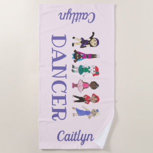 DANCER パーソナライズされたバレエタップジャズライリカルアクロ ビーチタオル