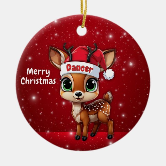 Dancer Baby Deer, Fawn, Doe, Reindeer🦌 🎄 セラミックオーナメント (正面)