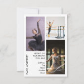 Dancer Casting Photo Portfolio Comp Card カード (裏面)