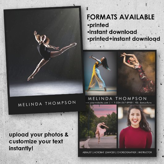 Dancer Choreographer Comp Card 5 Photo Headshot 招待状