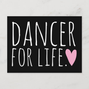 Dancer For Life Black withハート ポストカード