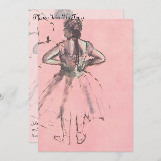 Dancer from the Back by Edgar Degas Birthday Party 招待状 (正面/裏面)