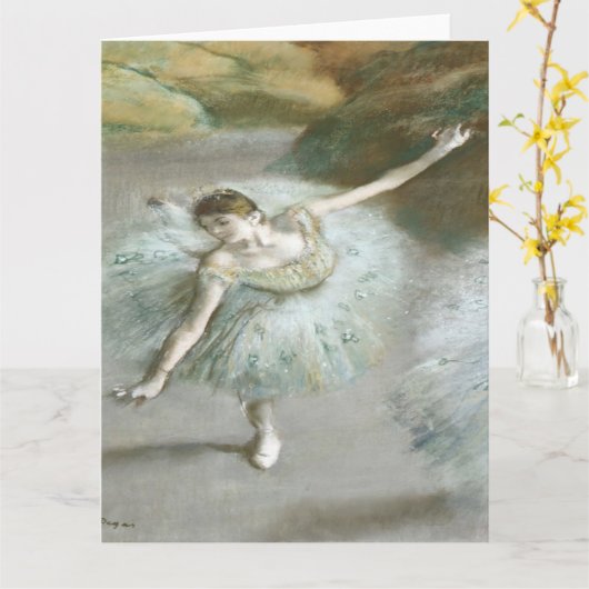 Dancer in Green by Edgar Degas カード (黄色い花)